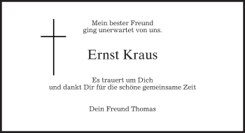 Traueranzeige von Ernst Kraus von merkurtz