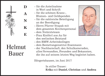 Traueranzeige von Helmut Bauer von merkurtz