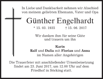 Traueranzeige von Günther Engelhardt von merkurtz