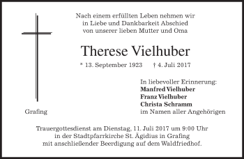 Traueranzeige von Therese Vielhuber