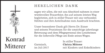 Traueranzeige von Konrad Mitterer von merkurtz