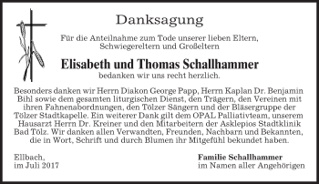 Traueranzeige von Thomas Schallhammer von merkurtz