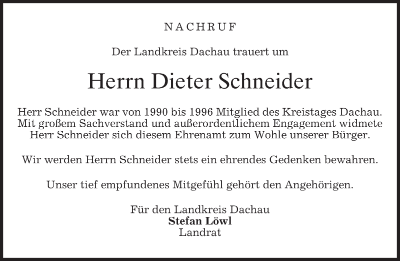  Traueranzeige für Dieter Schneider vom 28.07.2017 aus merkurtz