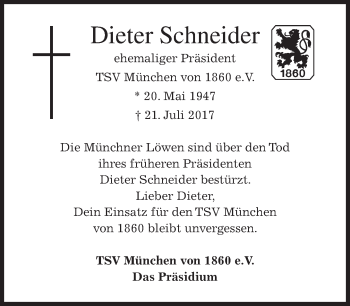 Traueranzeige von Dieter Schneider von merkurtz