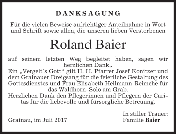 Traueranzeige von Roland Baier von merkurtz