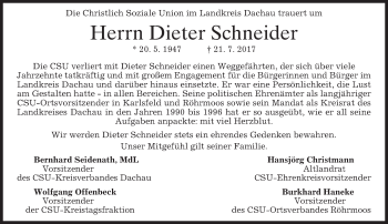 Traueranzeige von Dieter Schneider von merkurtz