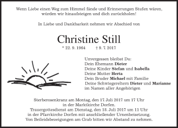 Traueranzeige von Christine Still von merkurtz