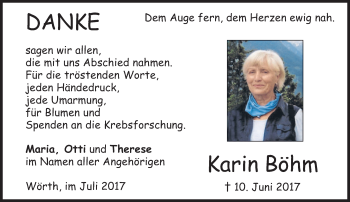 Traueranzeige von Karin Böhm