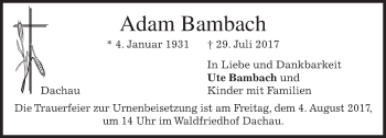 Traueranzeige von Adam Bambach von merkurtz