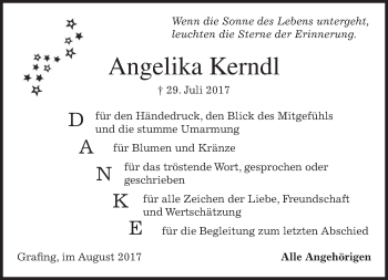 Traueranzeige von Angelika Kerndl von merkurtz
