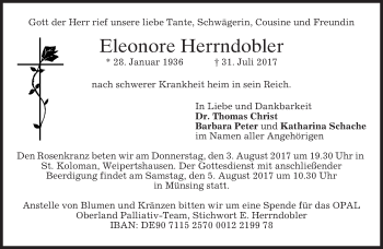 Traueranzeige von Eleonore Herrndobler von merkurtz