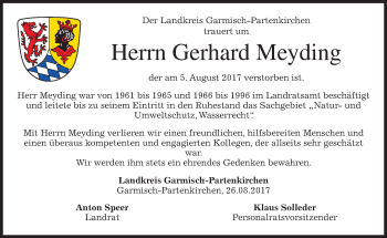 Traueranzeige von Gerhard Meyding von merkurtz