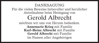 Traueranzeige von Gerold Albrecht von merkurtz