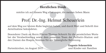 Traueranzeige von Helmut Scheuerlein von merkurtz