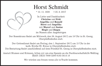 Traueranzeige von Horst Schmidt von merkurtz