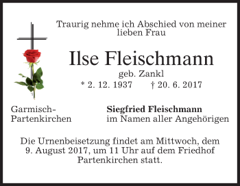 Traueranzeige von Ilse Fleischmann von merkurtz