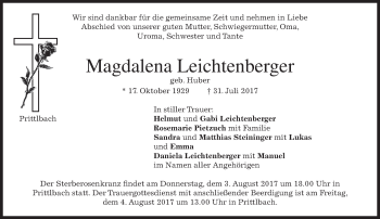 Traueranzeige von Magdalena Leichtenberger von merkurtz