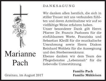 Traueranzeige von Marianne Pach von merkurtz
