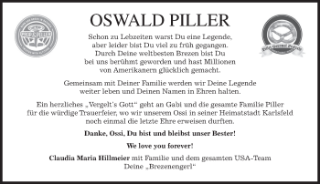 Traueranzeige von Oswald Piller von merkurtz