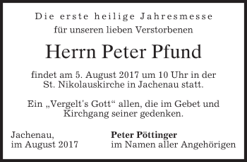 Traueranzeige von Peter Pfund von merkurtz
