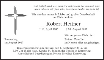 Traueranzeige von Robert Heitner von merkurtz
