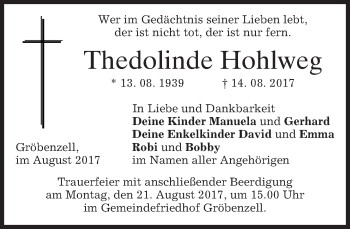 Traueranzeige von Thedolinde Hohlweg von merkurtz