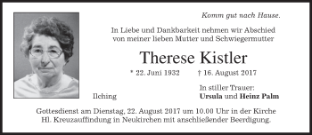 Traueranzeige von Therese Kistler von merkurtz