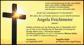 Traueranzeige von Angela Feichtmeier von merkurtz