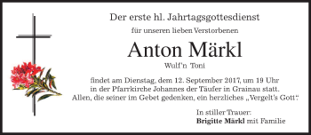 Traueranzeige von Anton Märkl von merkurtz