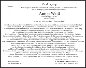 Traueranzeige von Anton Weiß