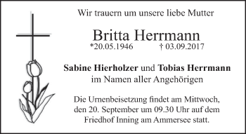 Traueranzeige von Britta Herrmann von merkurtz