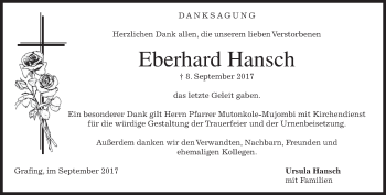 Traueranzeige von Eberhard Hansch