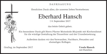 Traueranzeige von Eberhard Hansch von merkurtz