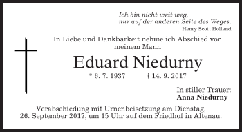 Traueranzeige von Eduard Niedurny von merkurtz