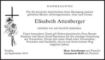 Traueranzeige von Elisabeth Attenberger von merkurtz