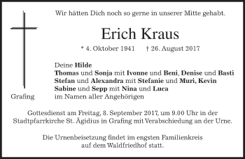 Traueranzeige von Erich Kraus von merkurtz
