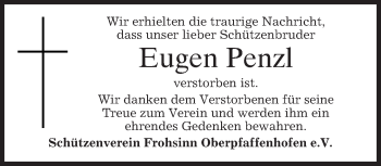 Traueranzeige von Eugen Penzl von merkurtz