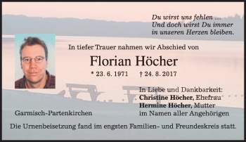 Traueranzeige von Florian Höcher von merkurtz