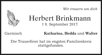 Traueranzeige von Herbert Brinkmann von merkurtz