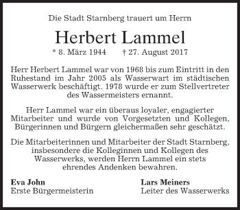 Traueranzeige von Herbert Lammel von merkurtz