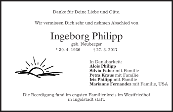 Traueranzeige von Ingeborg Philipp von merkurtz