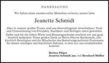 Traueranzeige von Jeanette Schmidt von merkurtz