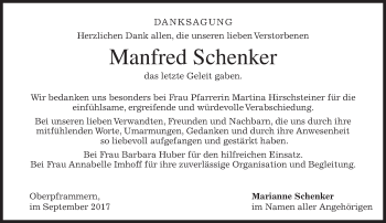 Traueranzeige von Manfred Schenker von merkurtz