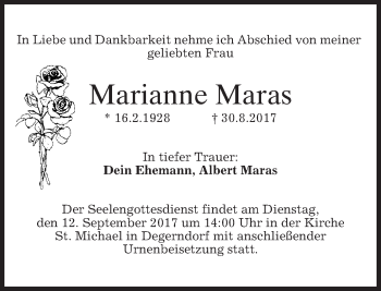 Traueranzeige von Marianne Maras von merkurtz