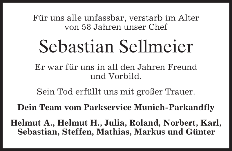  Traueranzeige für Sebastian Sellmeier vom 21.09.2017 aus merkurtz