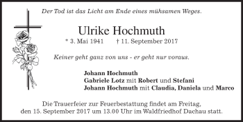 Traueranzeige von Ulrike Hochmuth von merkurtz