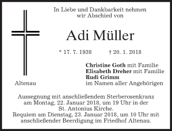 Traueranzeige von Adi Müller von merkurtz