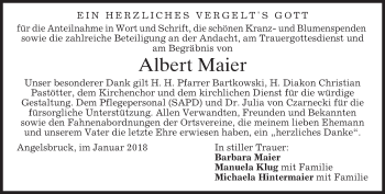 Traueranzeige von Albert Maier von merkurtz