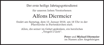 Traueranzeige von Alfons Diermeier von merkurtz