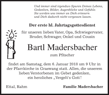 Traueranzeige von Bartl Madersbacher von merkurtz
